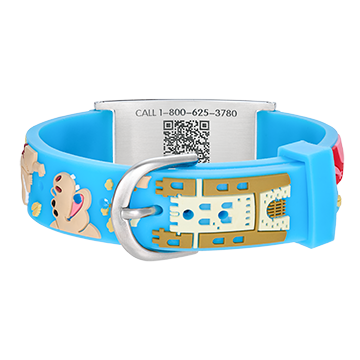 QR Code Child Titanium Medical ID Bracelet Blue Dino, Blue Dino, large image number 2